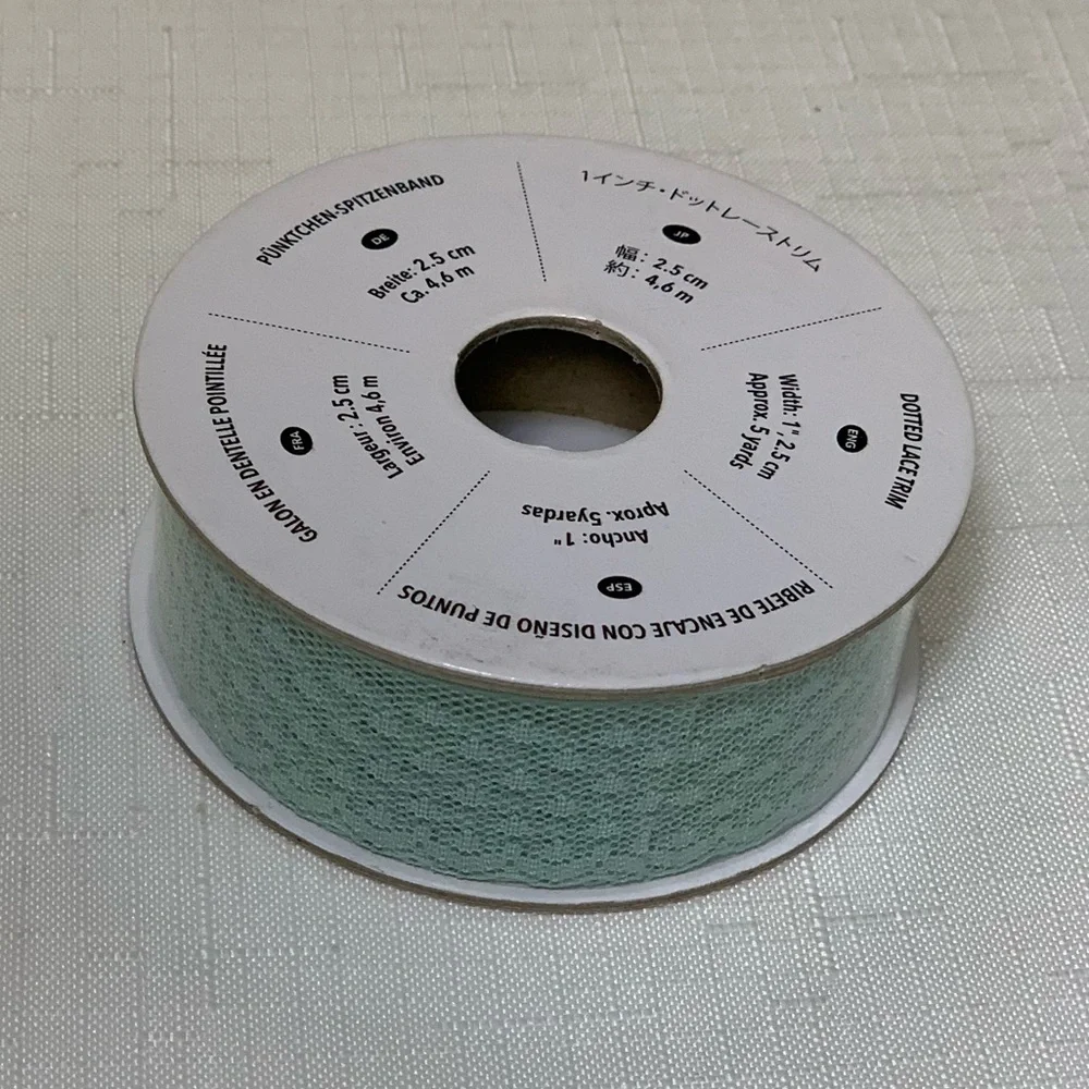 🆕 Stampin Up Dotted Lace Ribbon Trim Mint Macaron 5 Yard 1” 2.5cm Craft Project